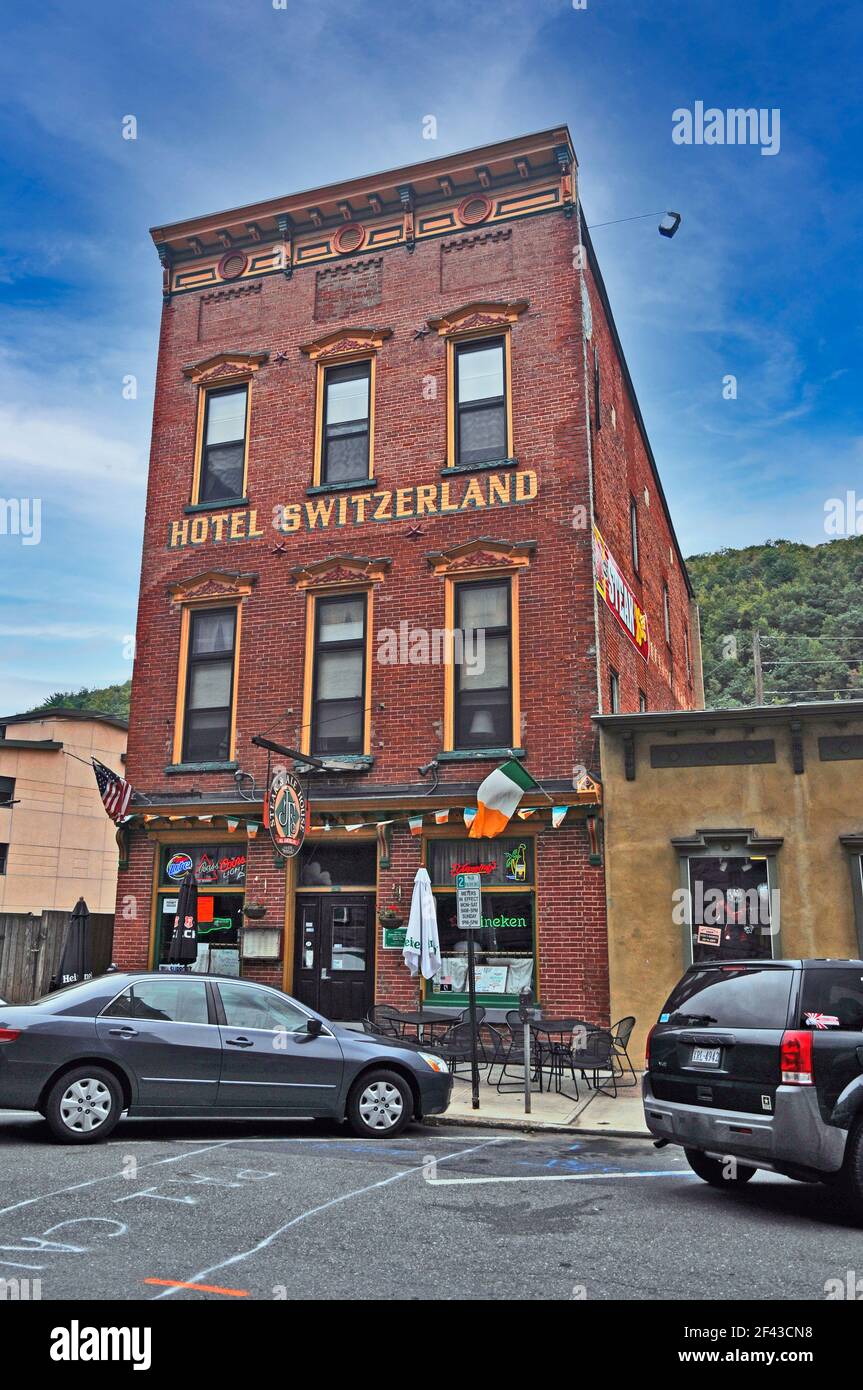 Hotel Switzerland, Jim  Thorpe, Mauch Chunk, Pocono, Pennsylvania, USA Stock Photo