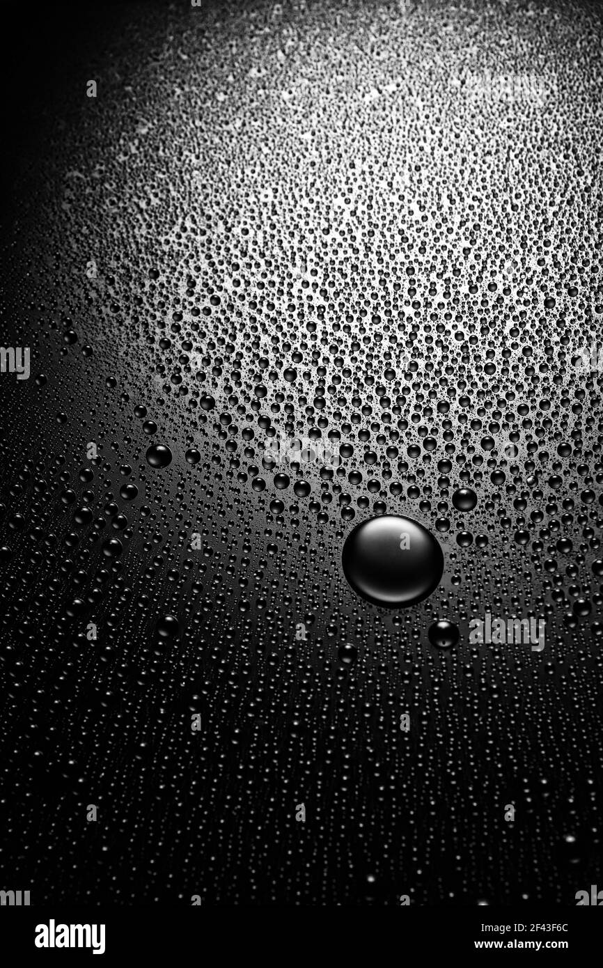 Water drops on dark background Stock Photo