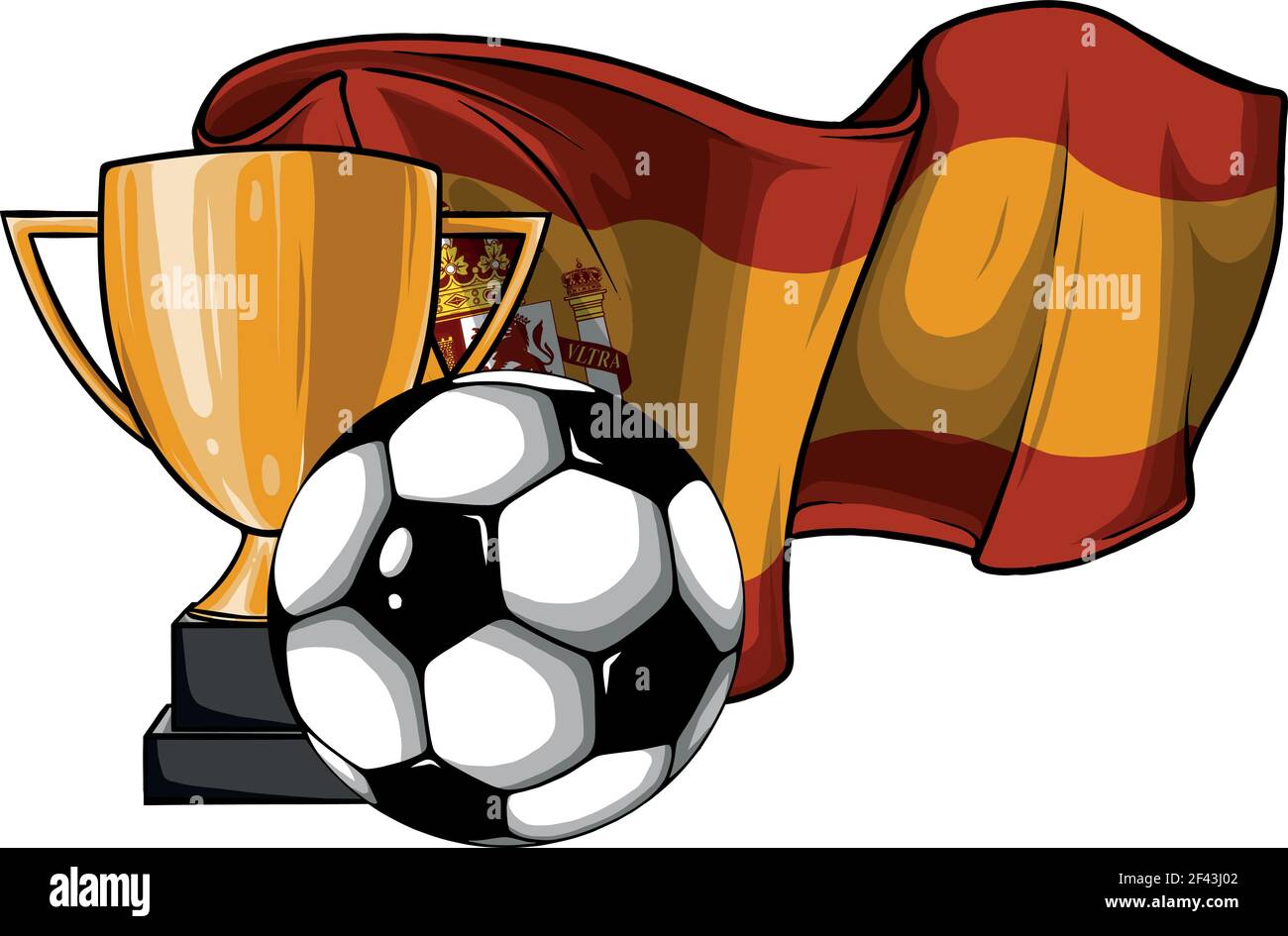 football ball with cup and spain flag vector Stock Vector