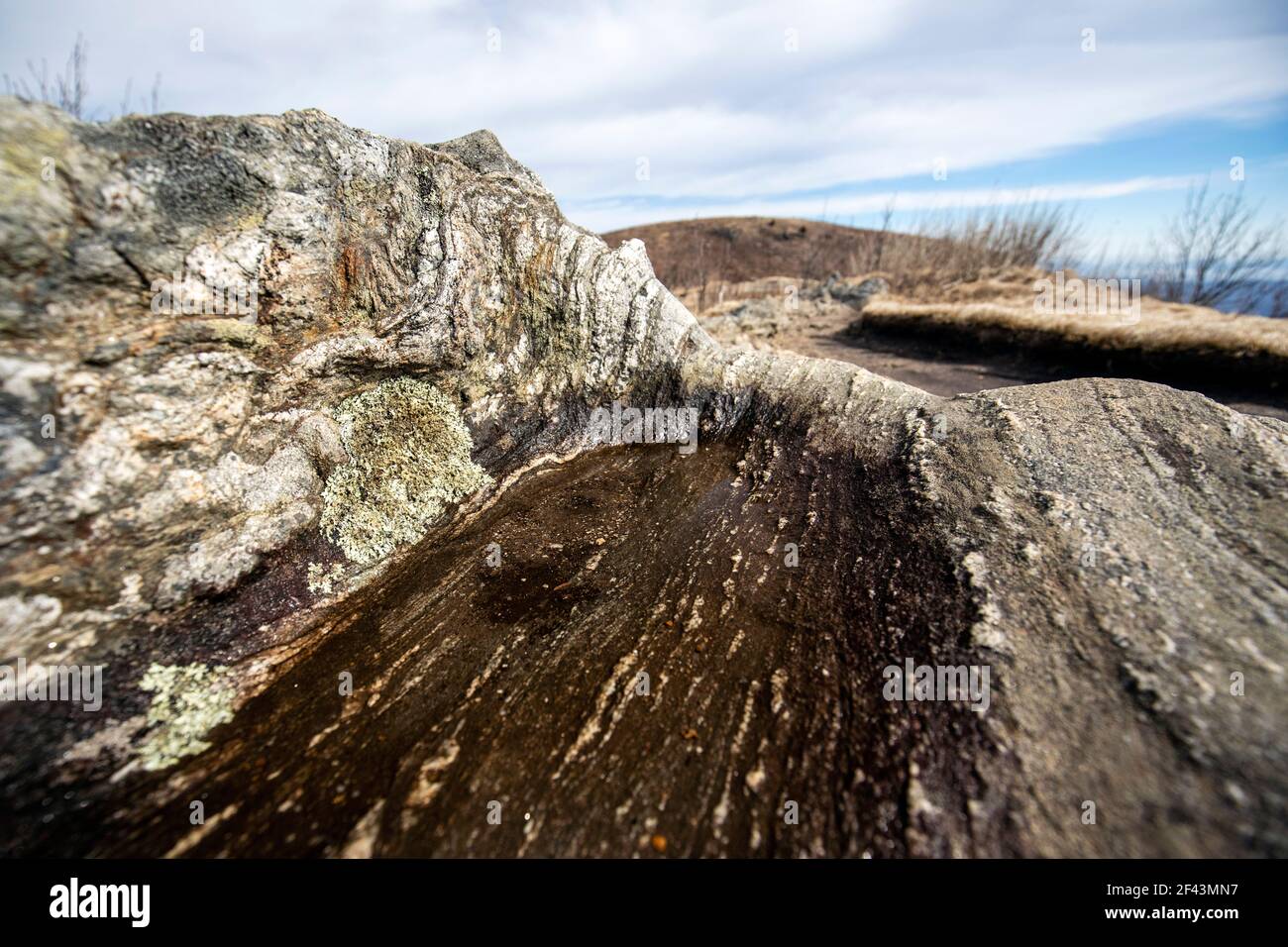 Close-up of rock formations on the Art Loeb Trail on Black Balsam Knob - Pisgah National Forest, Blue Ridge Parkway, near Asheville, North Carolina, U Stock Photo