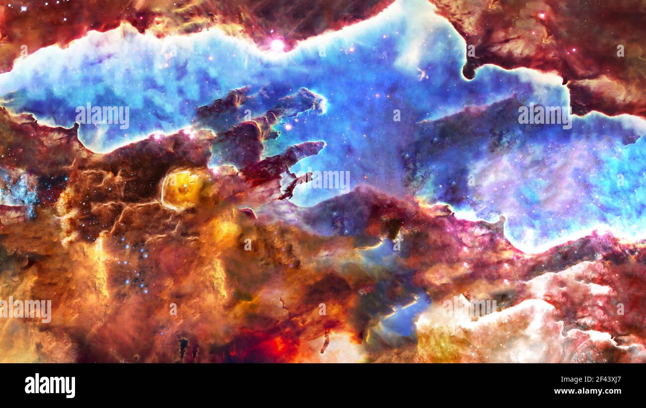 Somewhere in space near Pillars of creation. Science fiction. Elements of this image were furnished by NASA Stock Photo