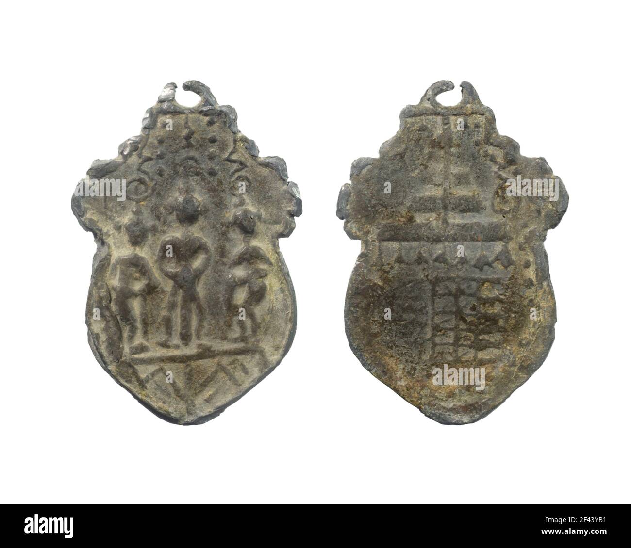 Vaisravana The King of Azura , Ancient amulet of Thailand Stock Photo