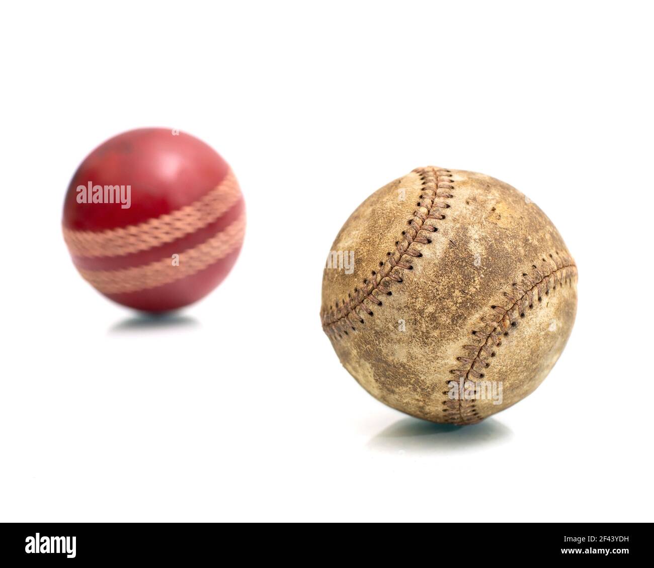 Vintage baseball and Cricket stress ball isolated on a white background. Stock Photo
