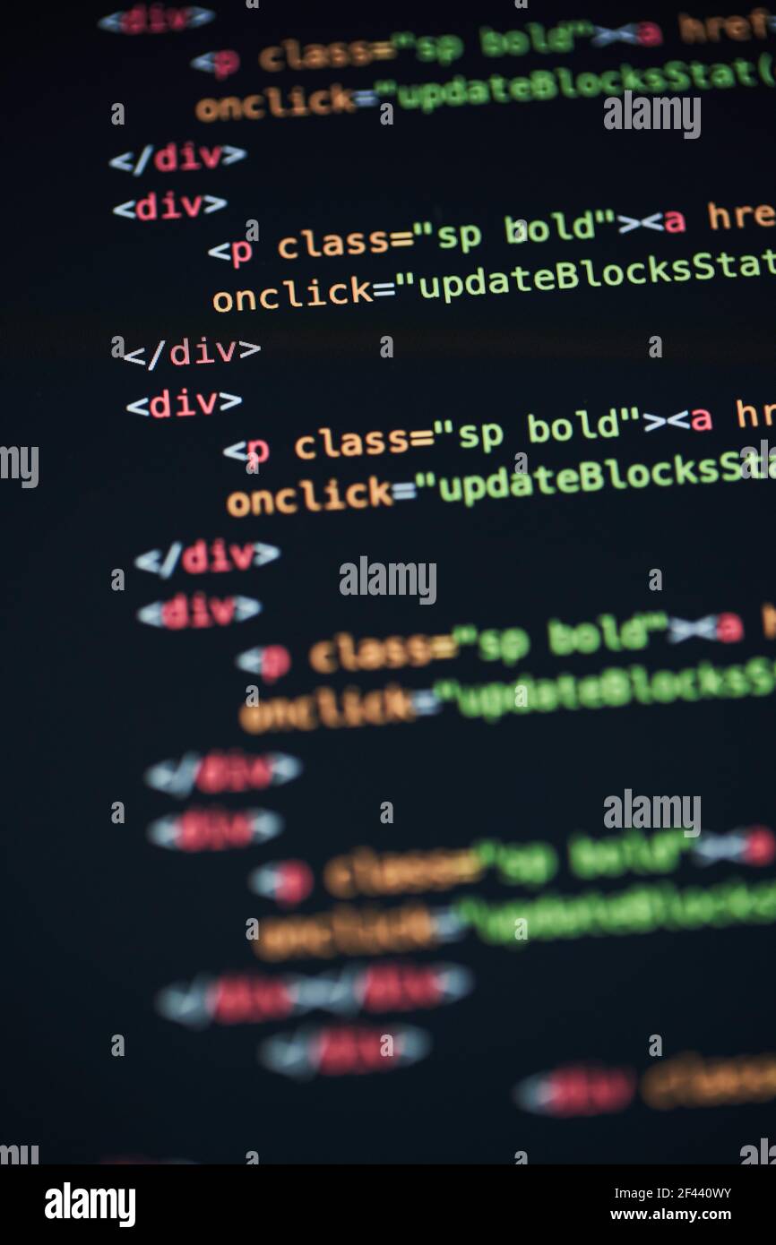 Programming code abstract background of software developer. Stock Photo