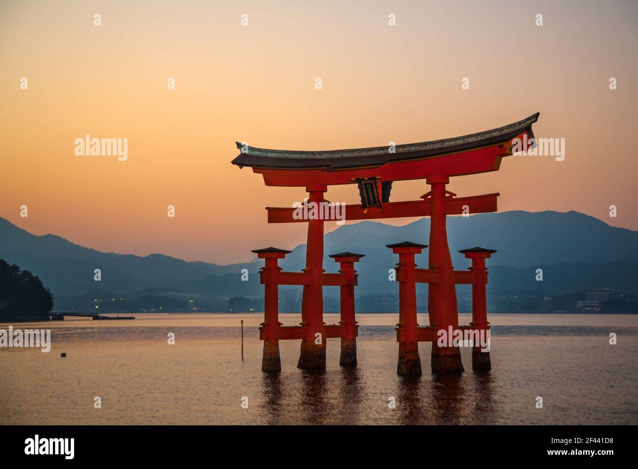 Sunset At Floating Torii Gate At Itsukushima Shinto Shrine On