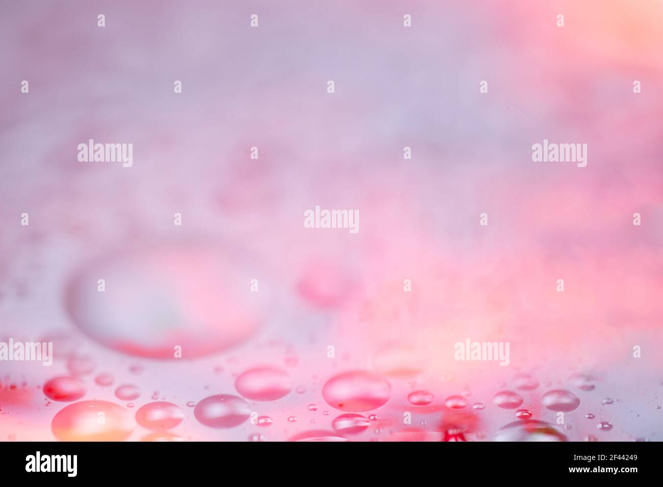 Wet dark glowing abstract background. Wet surface. Fresh pastel colors. Blurred background. Macro Stock Photo
