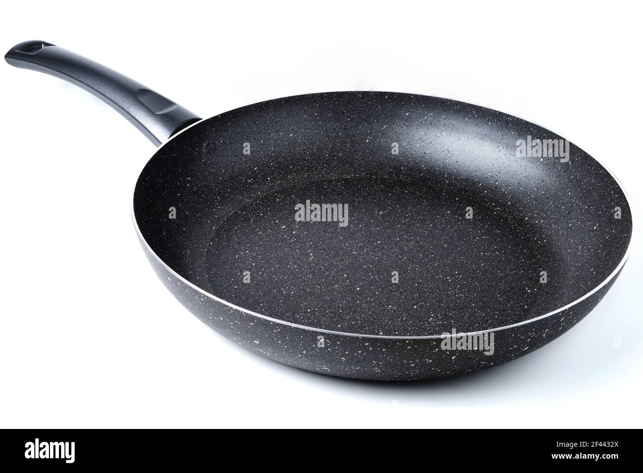 Brand new frying pan with non-stick coating isolated on white Stock Photo