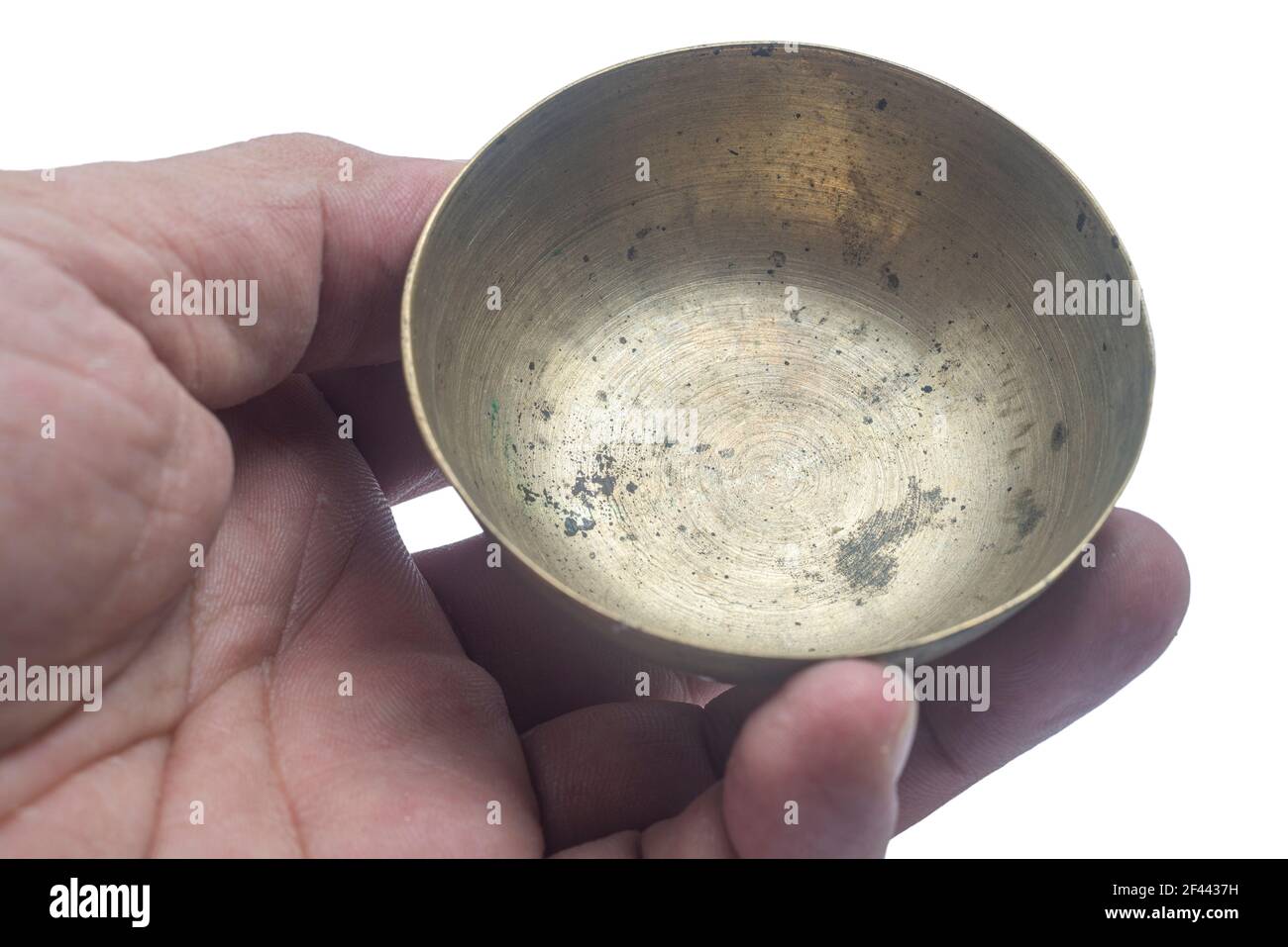Khan long hin or stone-polished bronze bowls, are a type of traditional Thai handicraft. Stock Photo