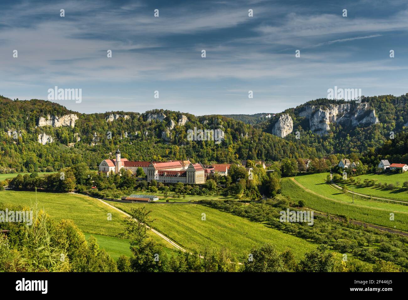 Benedictine Abbey Beuron, Upper Danube Valley, Swabian Alps, Baden-Wuerttemberg, Germany Stock Photo