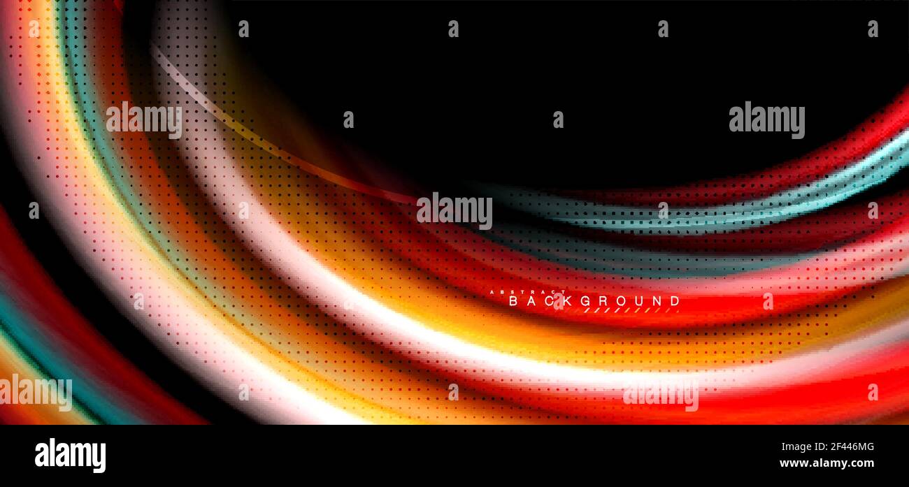 Multicolored wave lines on black background design. Multicolored wave lines on black background vector design Stock Vector