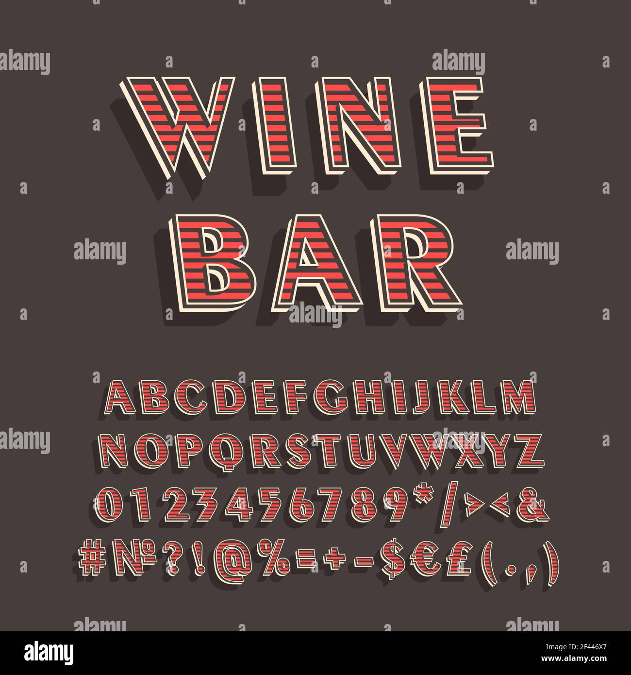 Wine bar vintage 3d vector alphabet set Stock Vector Image & Art Alamy