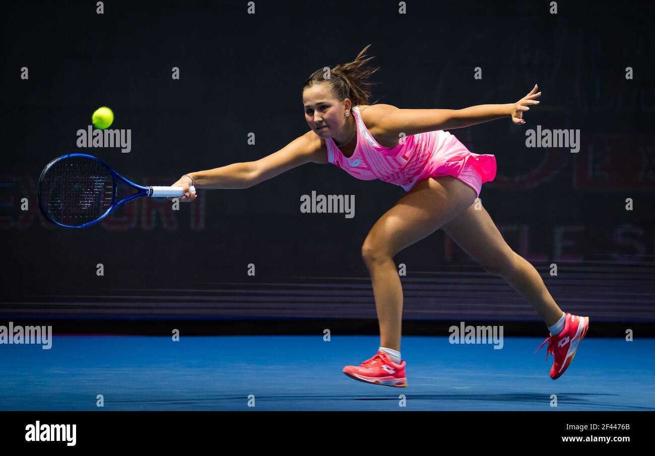Kamilla Rakhimova of Russia during the second round of the 2021 St  Petersburg Ladies Trophy, WTA 500 tennis tournament on March 18, 2021 at  the Sibur Arena in St Petersburg, Russia -