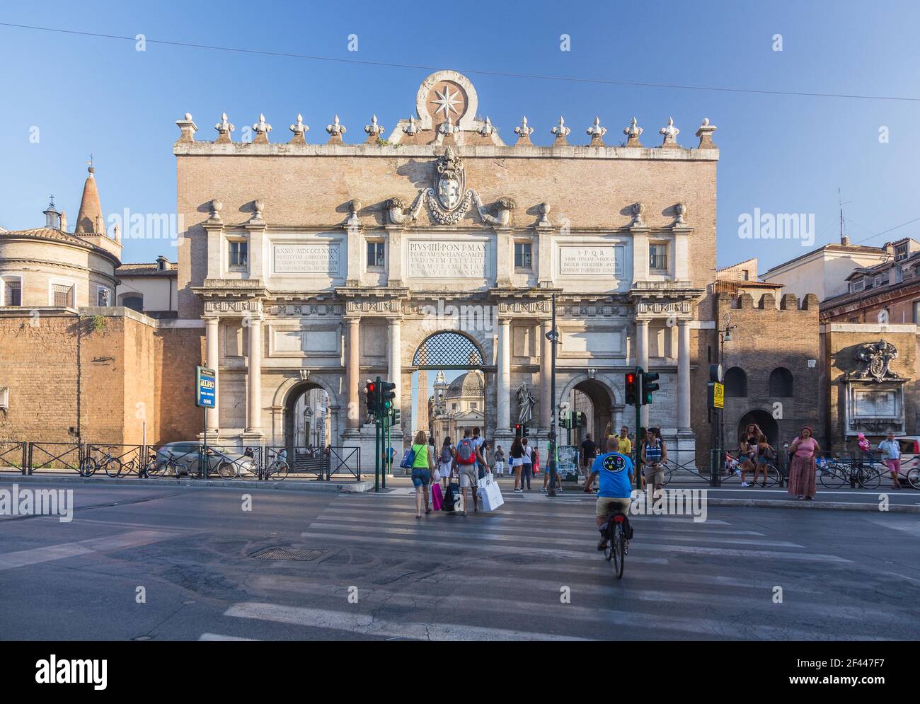 geography / travel, Italy, Lazio, Rome, plaza del Popolo, Porta del Popolo, Additional-Rights-Clearance-Info-Not-Available Stock Photo