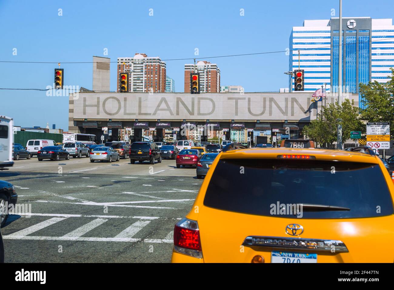 geography / travel, USA, New Jersey, New jersey City, Holland tunnel,  approach with toll station, Additional-Rights-Clearance-Info-Not-Available  Stock Photo - Alamy