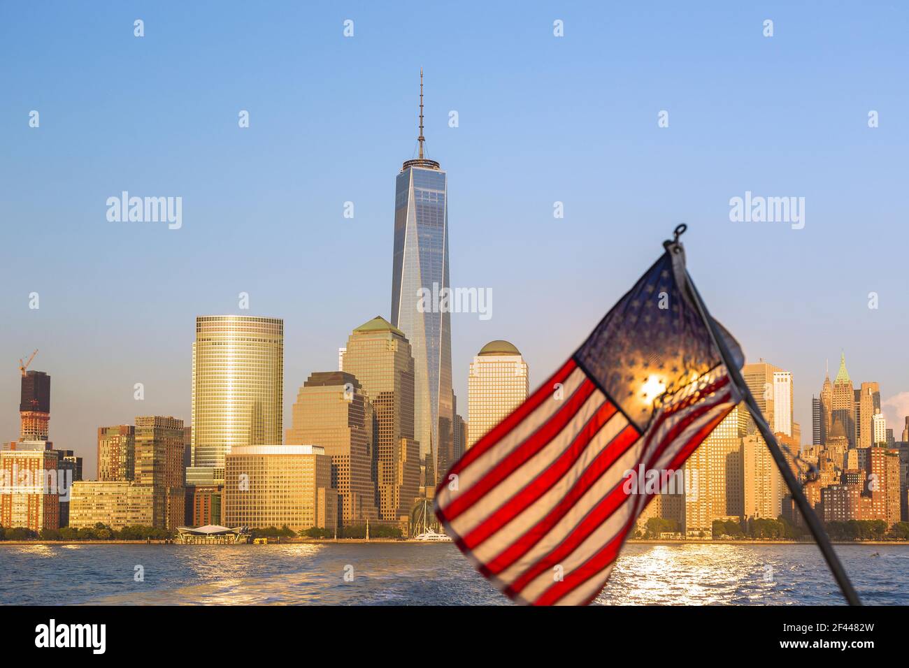 geography / travel, USA, New York, New York City, Manhattan, Battery park City with one WTC, Additional-Rights-Clearance-Info-Not-Available Stock Photo