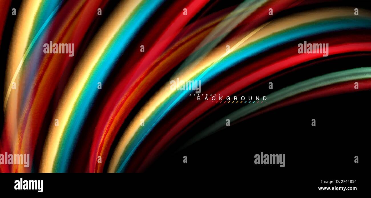 Multicolored wave lines on black background design. Multicolored wave lines on black background vector design Stock Vector