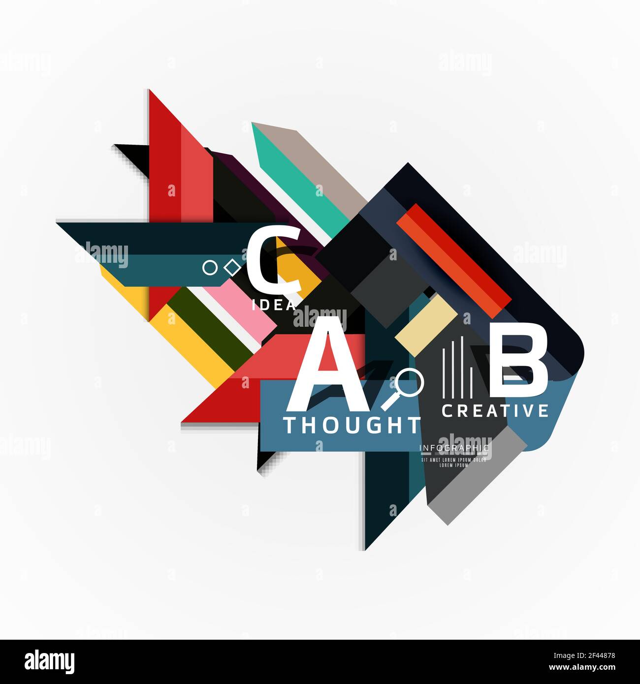Abstract geometric option infographic banners, a b c steps process. Abstract geometric option infographic banners, a b c steps process. Vector illustration Stock Vector