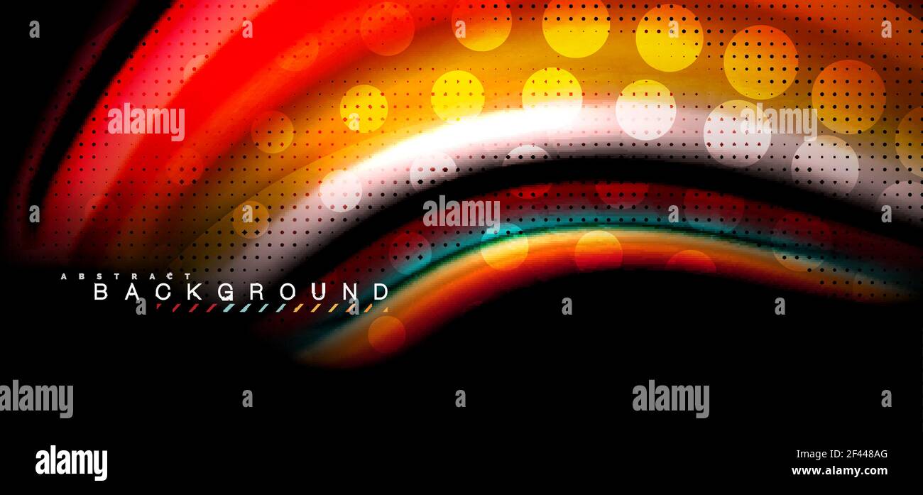 Multicolored wave lines on black background design. Multicolored wave lines on black background vector design Stock Vector