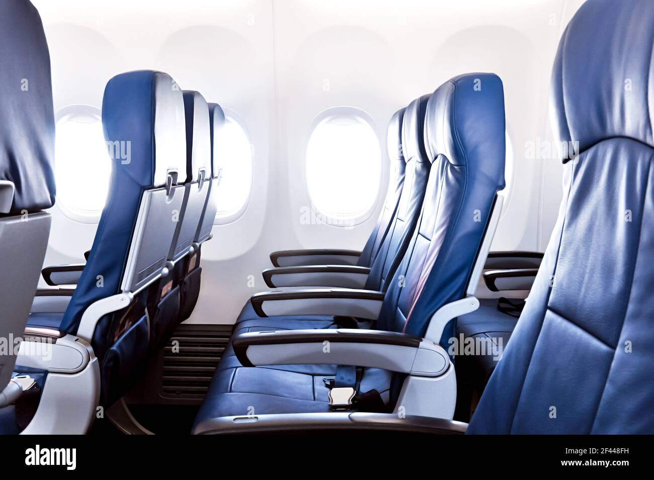 Empty airplane seats in the cabin Stock Photo Alamy