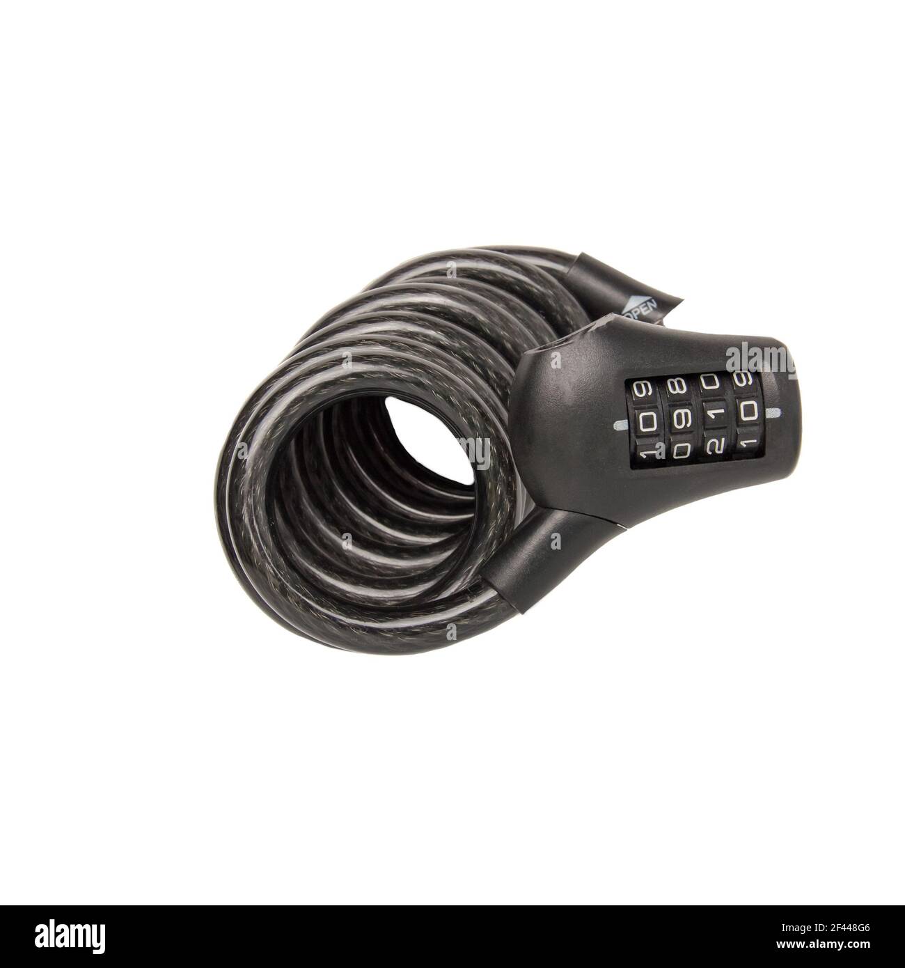Black bicycle combination lock isolated on white background. Close-up Stock Photo