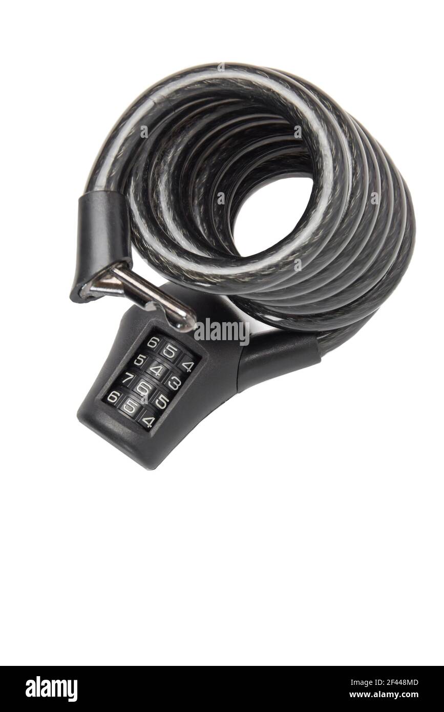 Black bicycle combination lock with numbers twisted in a spiral