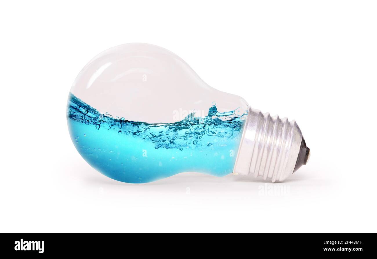 Lightbulb with water inside, isolated on white Stock Photo - Alamy