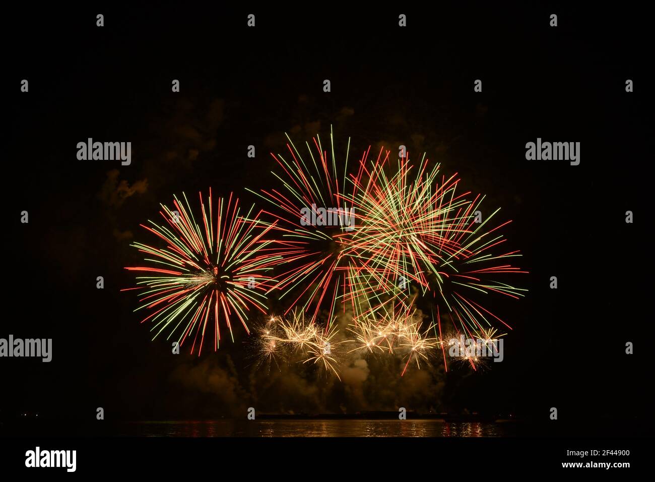 Colorful spectacular fireworks Stock Photo