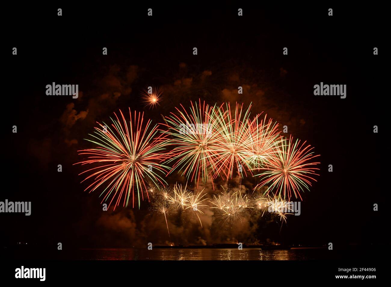 Colorful spectacular fireworks Stock Photo