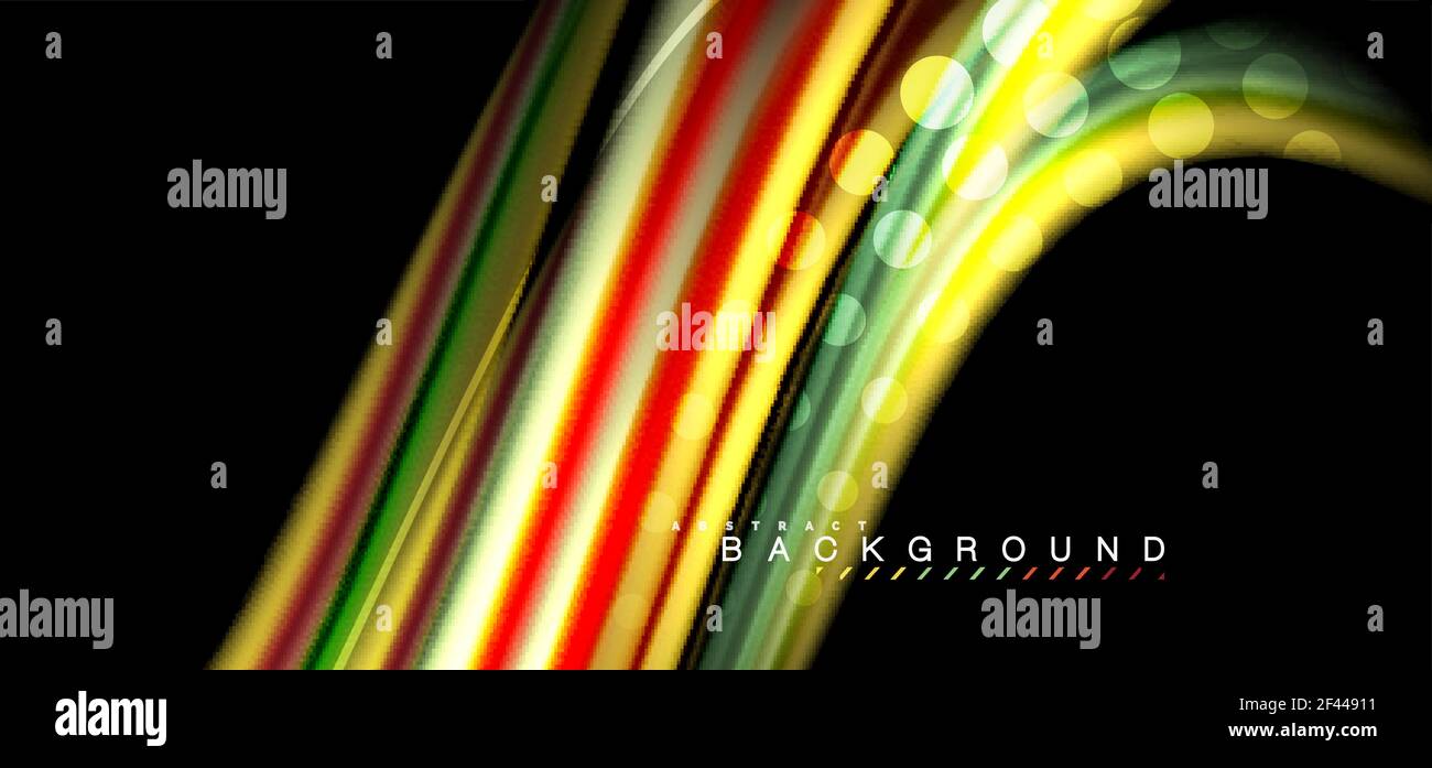Multicolored wave lines on black background design. Multicolored wave lines on black background vector design Stock Vector