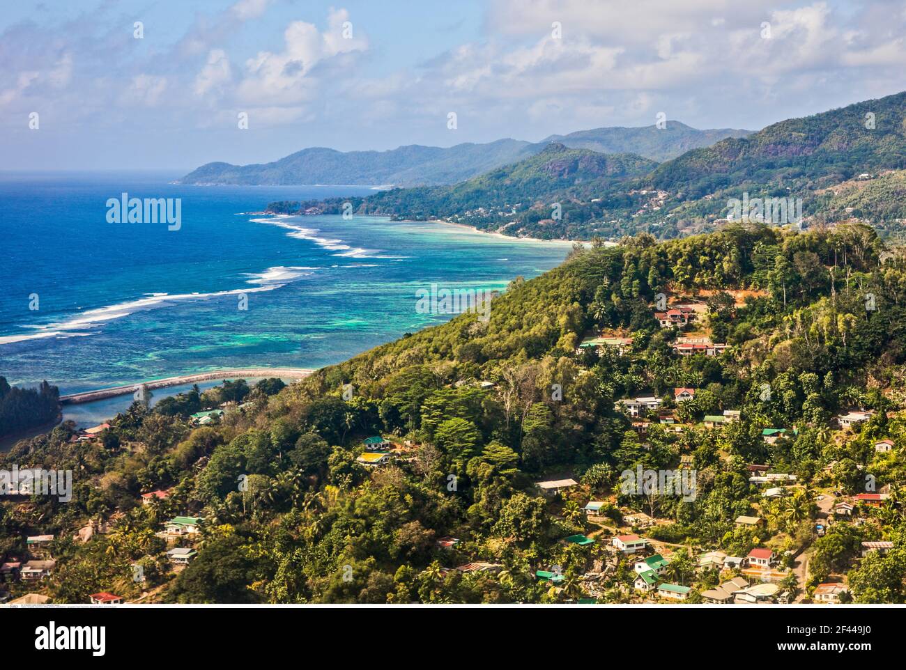geography / travel, Seychelles, approaching Mahe, aerial photograph, Additional-Rights-Clearance-Info-Not-Available Stock Photo