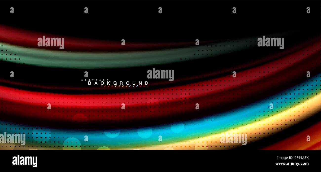 Multicolored wave lines on black background design. Multicolored wave lines on black background vector design Stock Vector