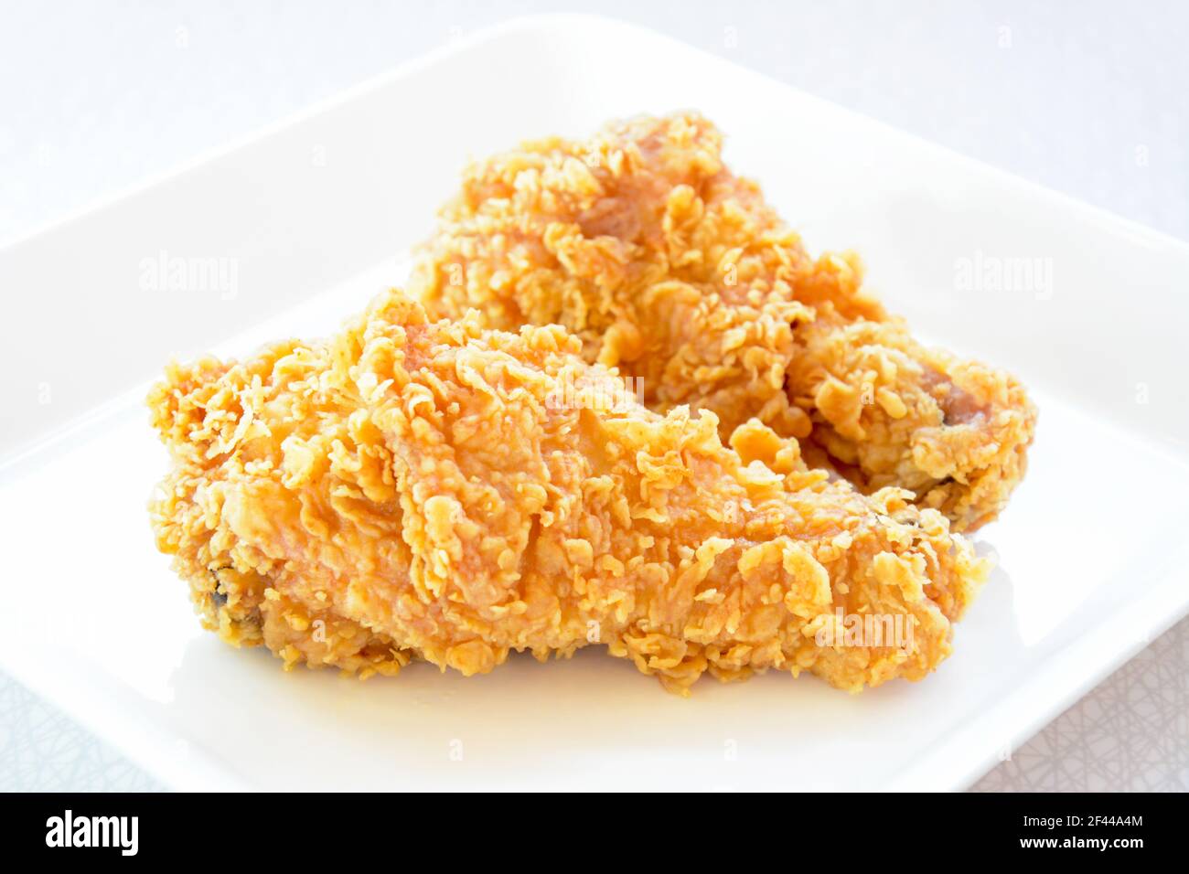 Fried chicken legs on a white plate Stock Photo