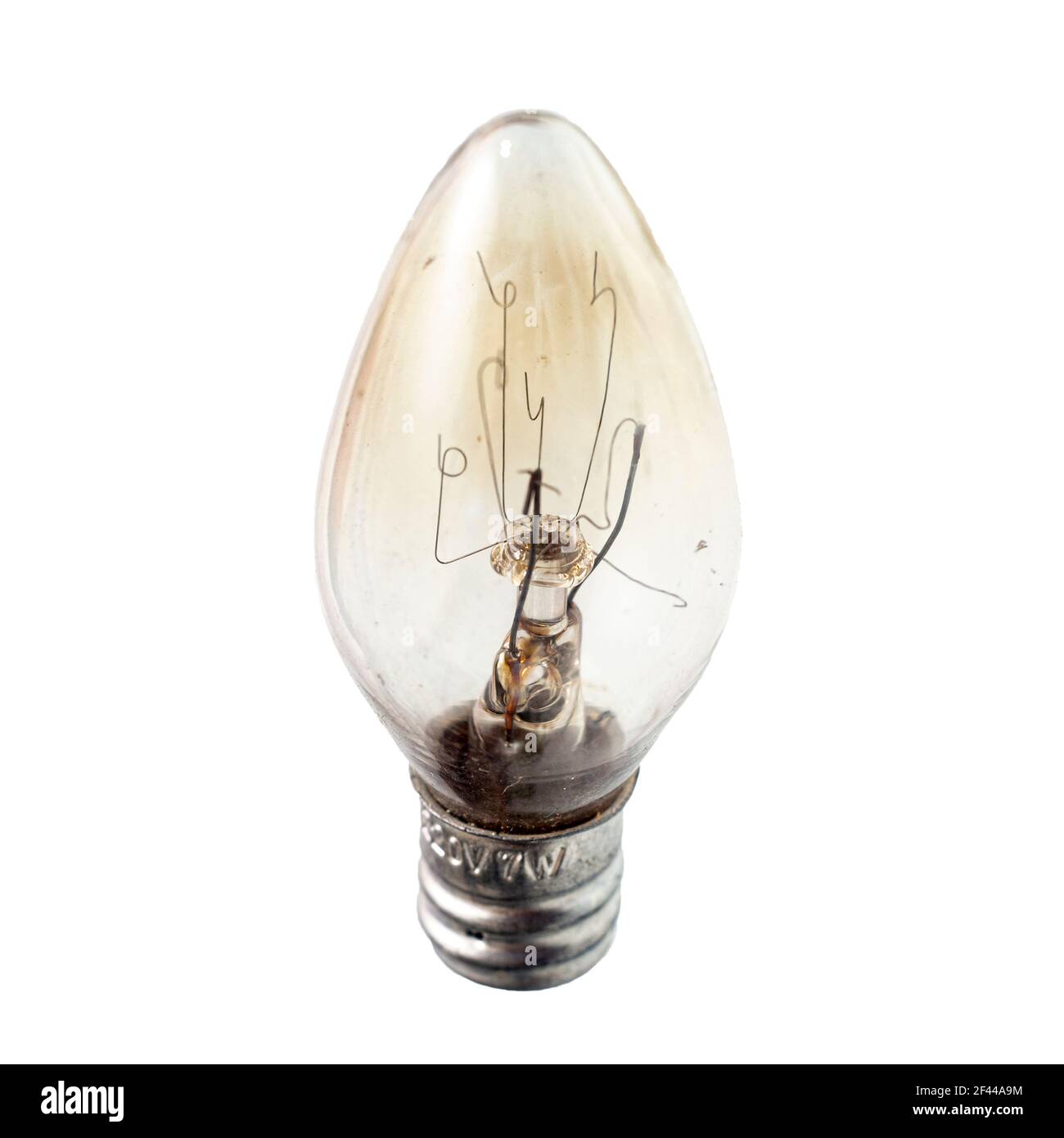 Old Tansaten tube Tungsten lamps damaged on a white background Stock