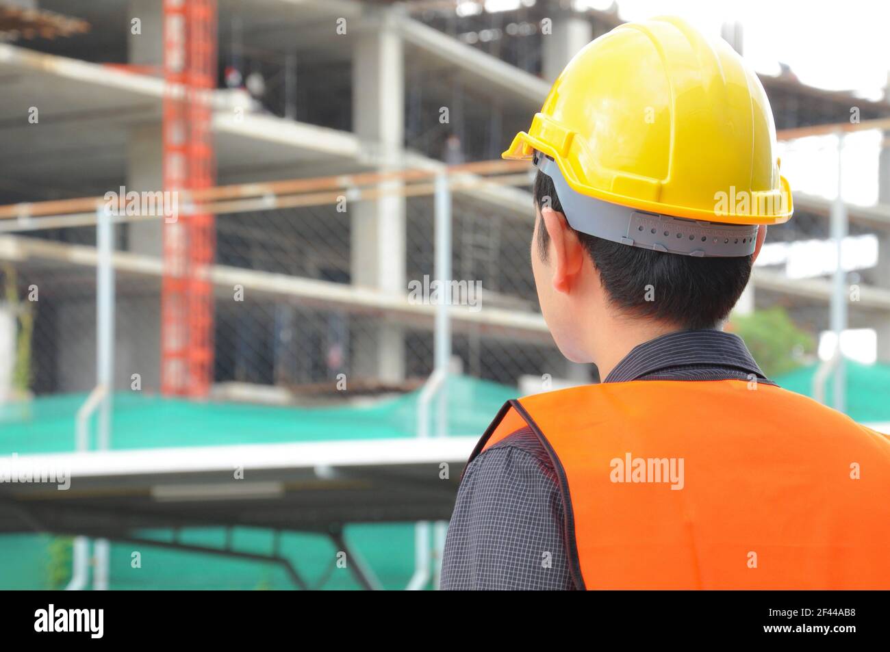 Engineer or foreman checking construction site Stock Photo