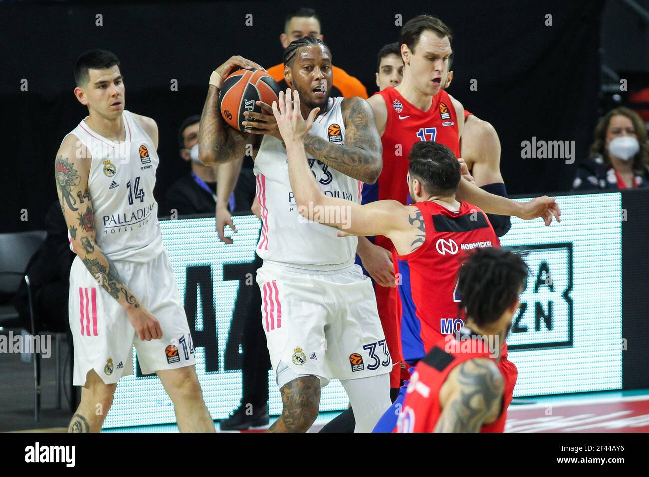 Trey Thompkins of Real Madrid during the Turkish Airlines EuroLeague basketball match between Real Madrid and CSKA Moscow on March 18, 2021 at Wizink Center stadium in Madrid, Spain - Photo Irina R Hipolito / Spain DPPI / DPPI / LiveMedia Stock Photo