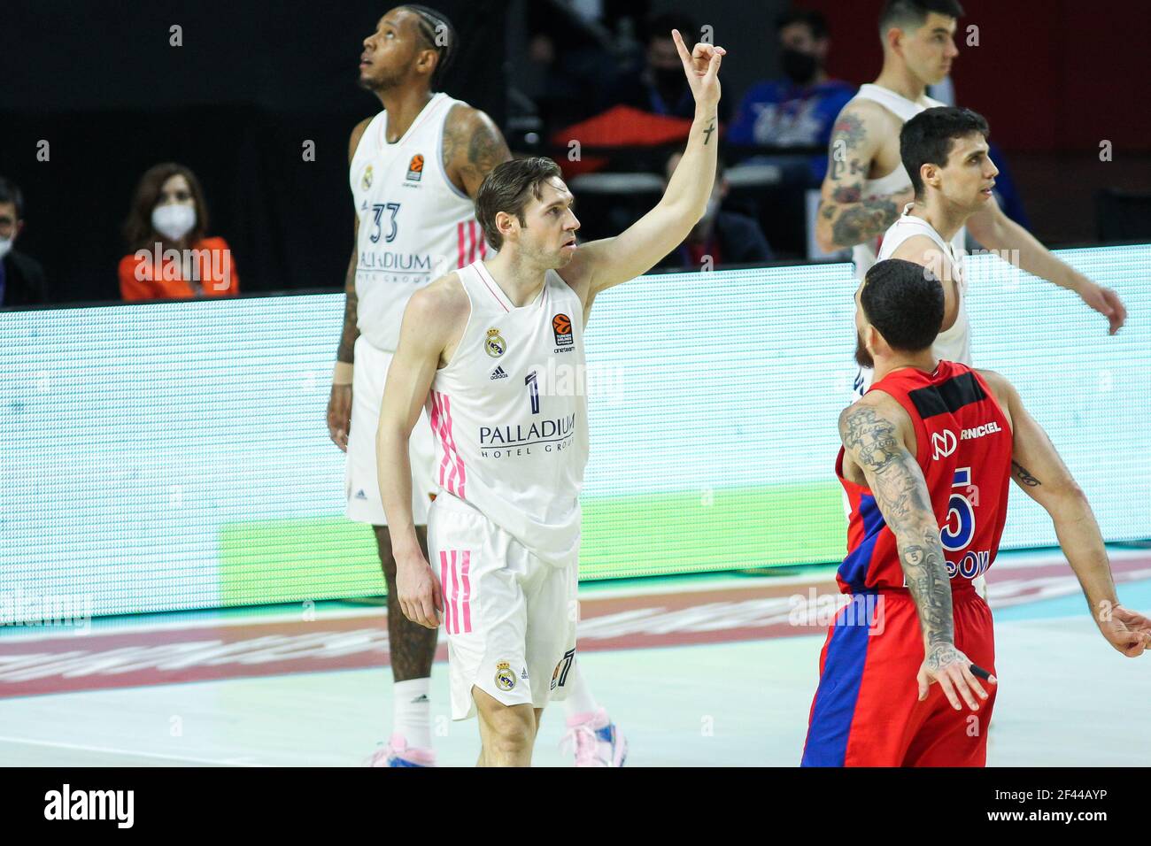 Fabien Causeur of Real Madrid during the Turkish Airlines EuroLeague basketball match between Real Madrid and CSKA Moscow on March 18, 2021 at Wizink Center stadium in Madrid, Spain - Photo Irina R Hipolito / Spain DPPI / DPPI / LiveMedia Stock Photo