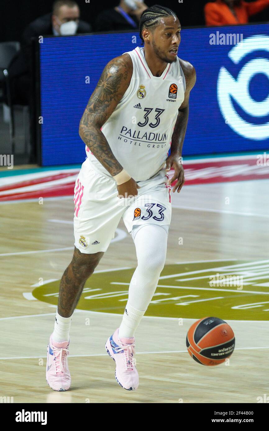 Trey Thompkins of Real Madrid during the Turkish Airlines EuroLeague basketball match between Real Madrid and CSKA Moscow on March 18, 2021 at Wizink Center stadium in Madrid, Spain - Photo Irina R Hipolito / Spain DPPI / DPPI / LiveMedia Stock Photo