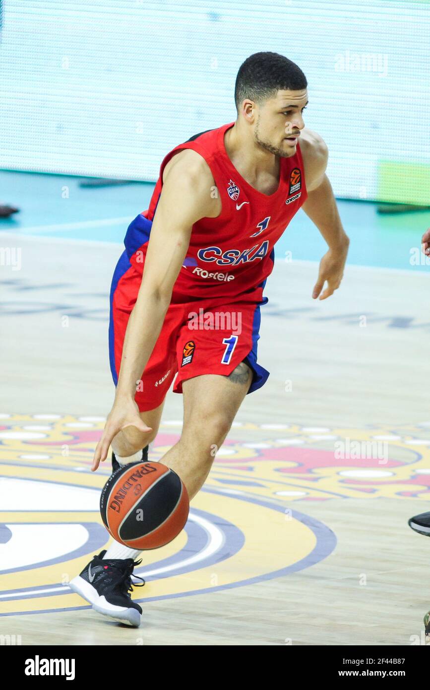 Ivan Ukhov of CSKA Moscow during the Turkish Airlines EuroLeague basketball match between Real Madrid and CSKA Moscow on March 18, 2021 at Wizink Center stadium in Madrid, Spain - Photo Irina R Hipolito / Spain DPPI / DPPI / LiveMedia Stock Photo