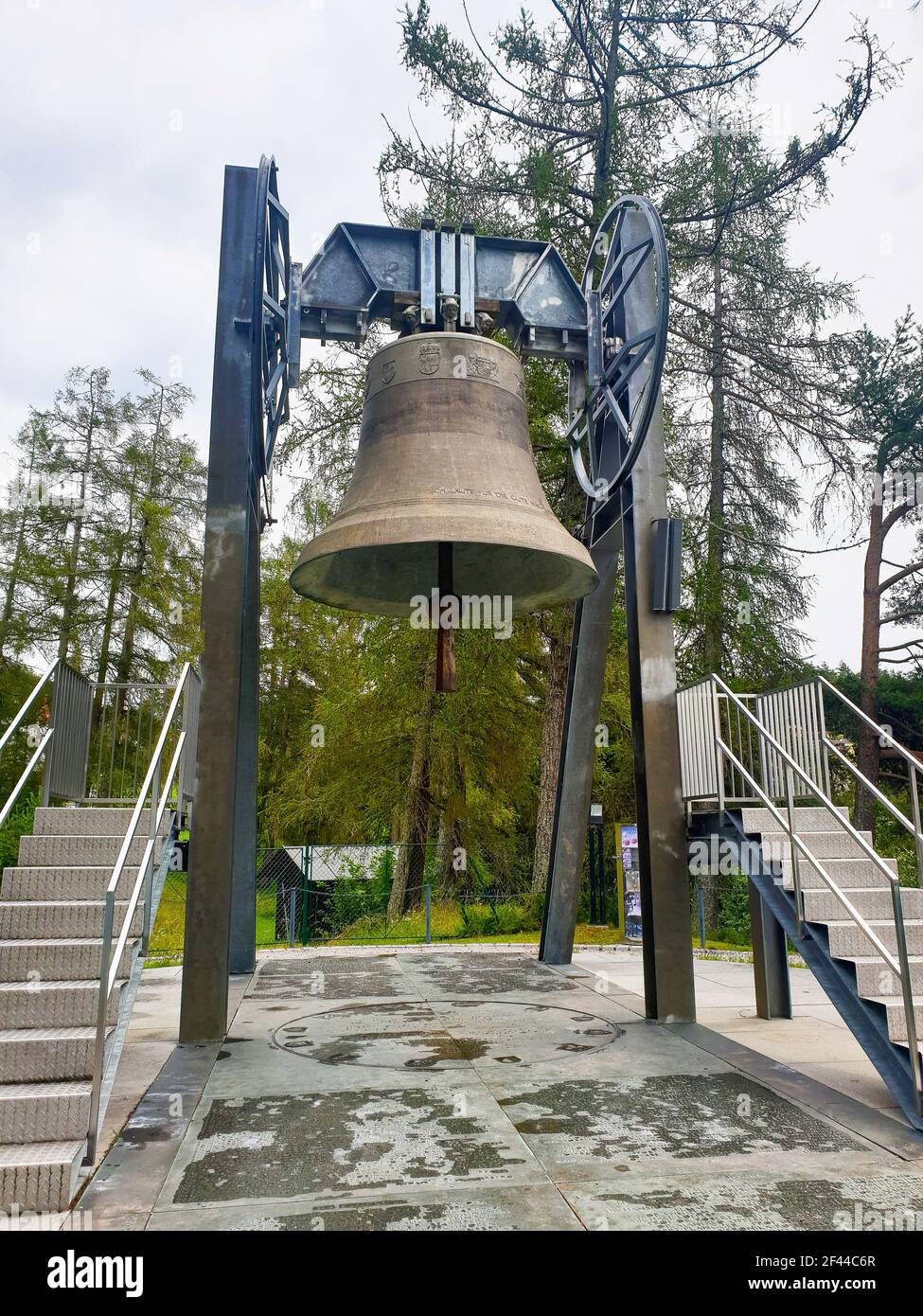 The peace bell in the alps in Telfs Austria Stock Photo
