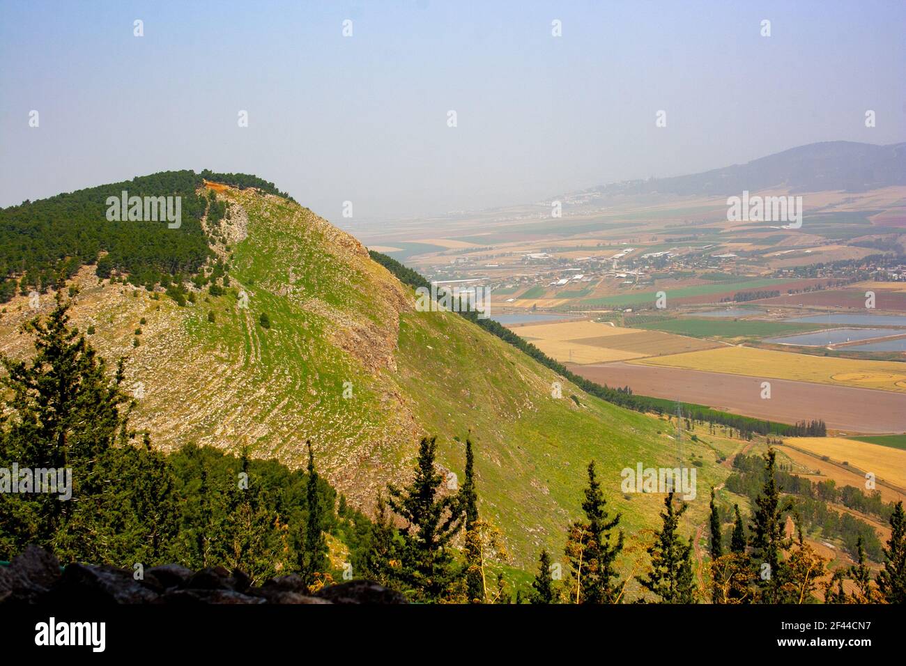 View of the Jezreel valley from Mount Gilboa observation point, Israel