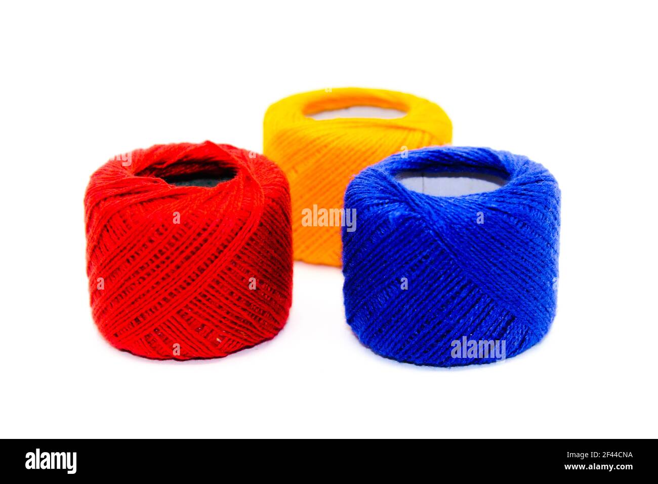 A picture of thread spools isolated on white background Stock Photo