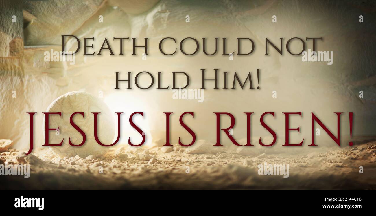 Jesus Christ resurrection. Christian Easter concept. Empty tomb of ...