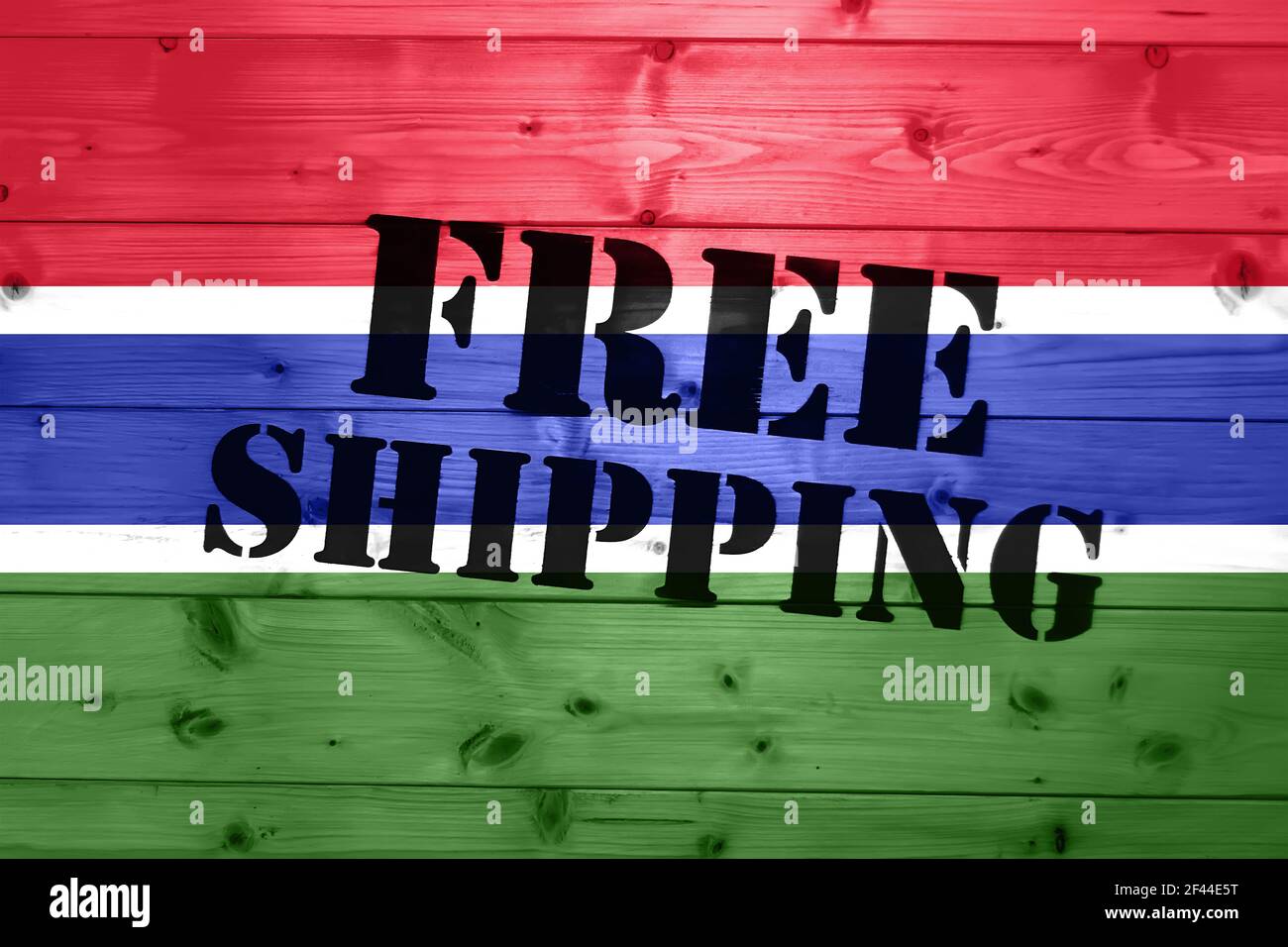 Gambia flag, Free Shipping on wooden transport box with flag Logistics