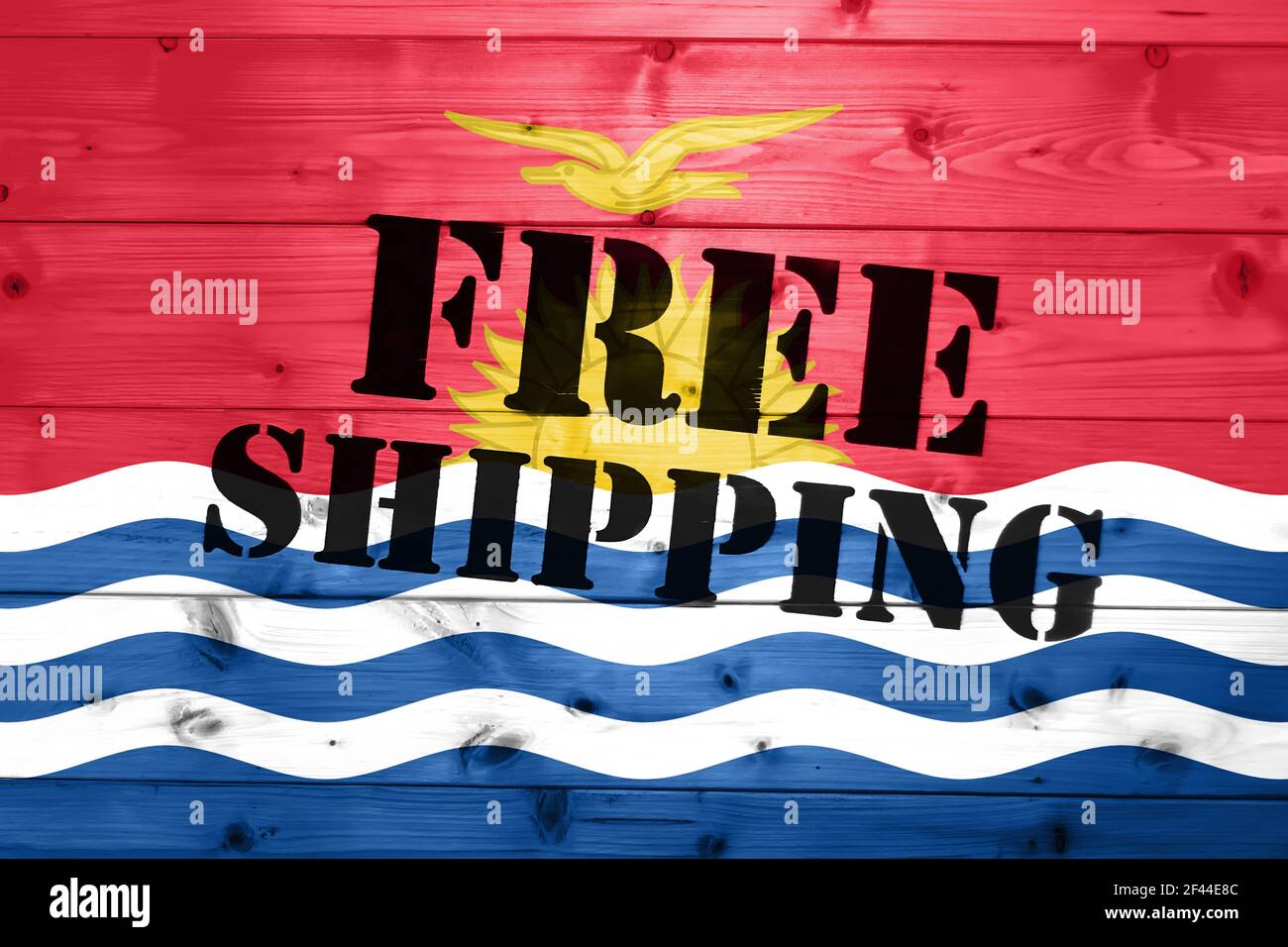 Kiribati flag, Free Shipping on wooden transport box with flag