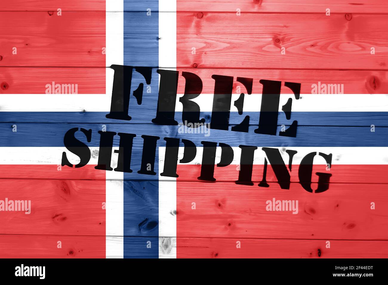 Norway Flag Free Shipping On Wooden Transport Box With Flag Logistics Concept Stock Photo Alamy