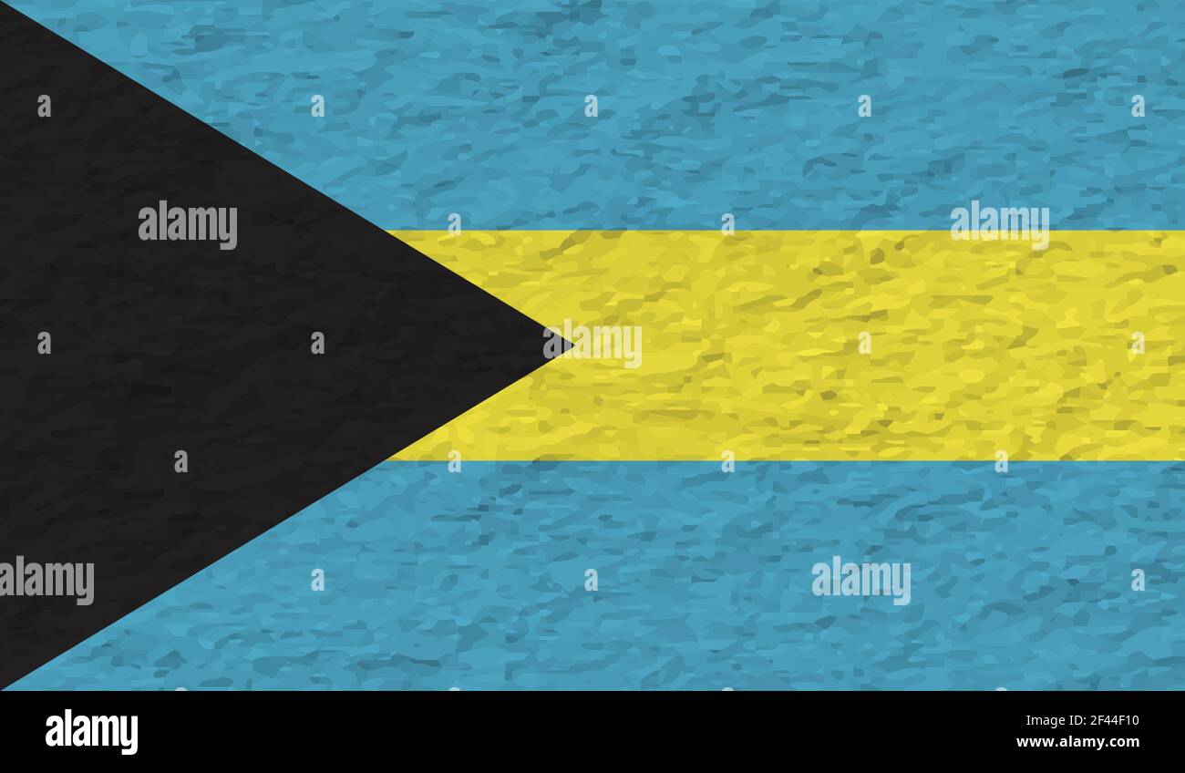 Bahamas flag with waving grunge texture. Vector background. Stock Vector