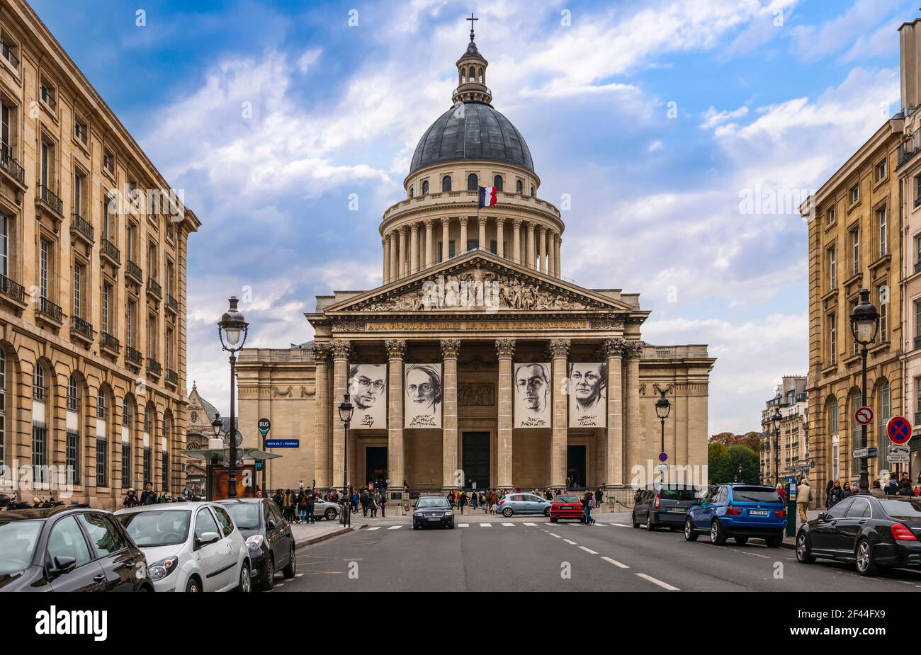 The Pantheon from rue Soufflot, in Paris, France Stock Photo