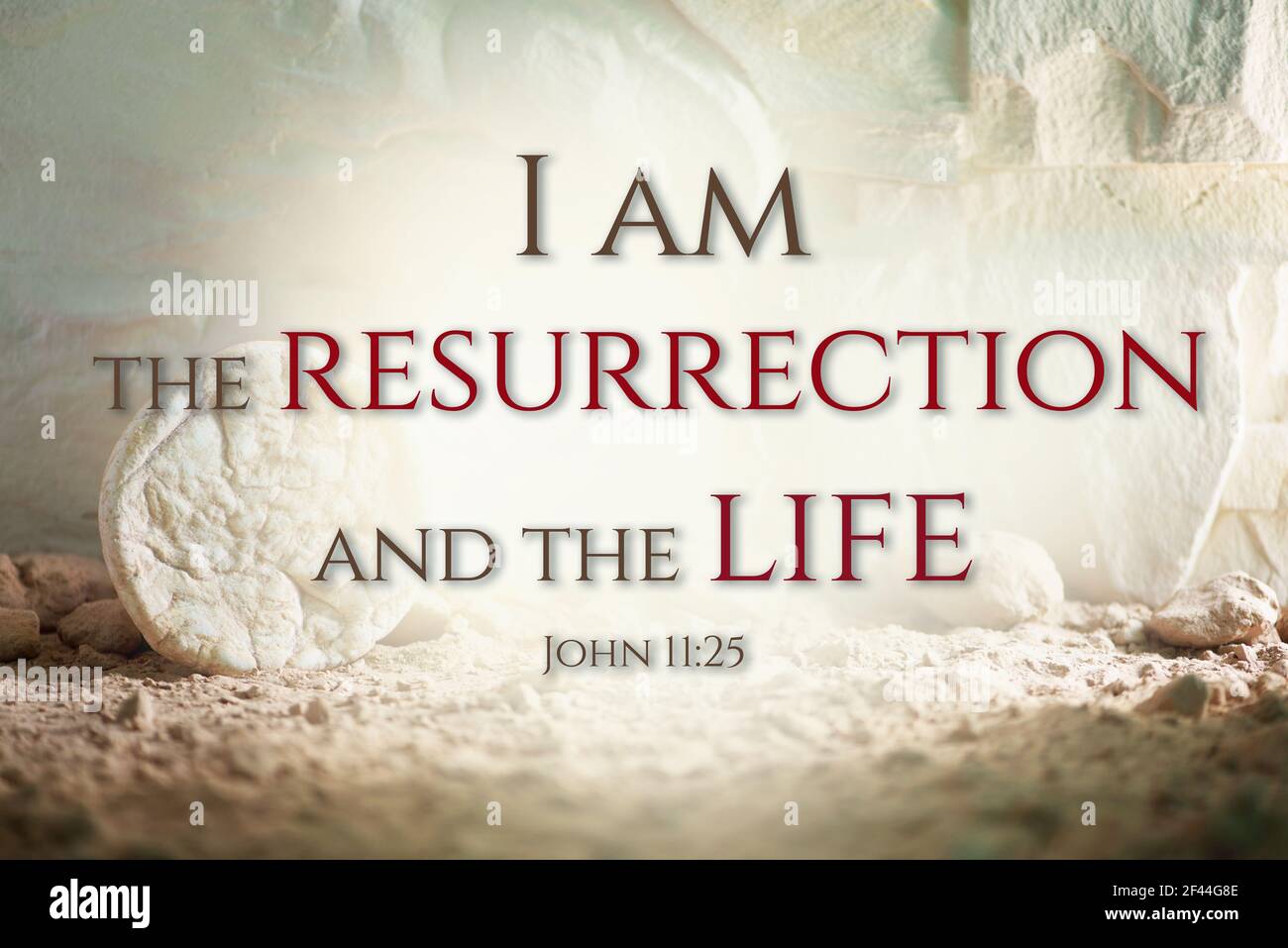 Jesus Christ resurrection. Christian Easter concept. Empty tomb of ...