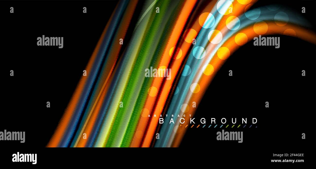 Multicolored wave lines on black background design. Multicolored wave lines on black background vector design Stock Vector