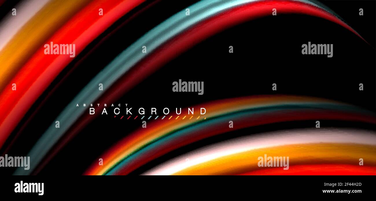 Multicolored wave lines on black background design. Multicolored wave lines on black background vector design Stock Vector